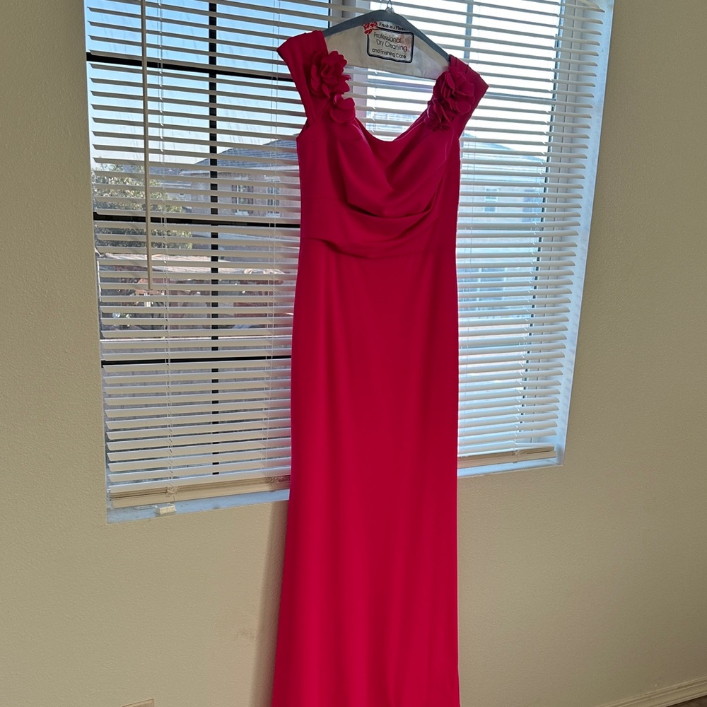 Betsy & Adam Fuchsia Maxi Dress with Floral Details
